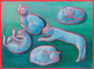 Cat Impressions, water-soluble crayon 40x30 cm