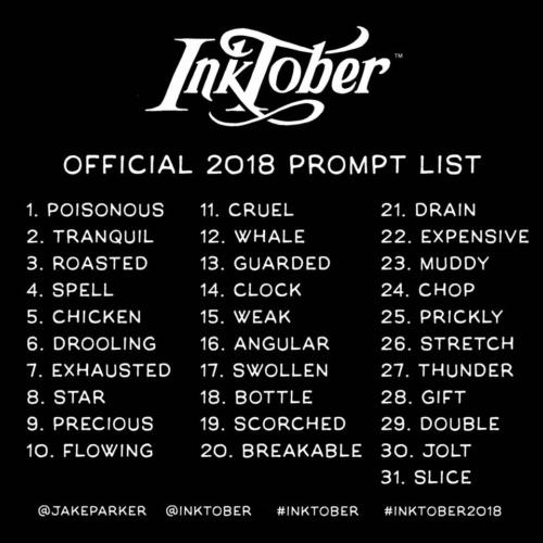 Inktober2018 - Promt List